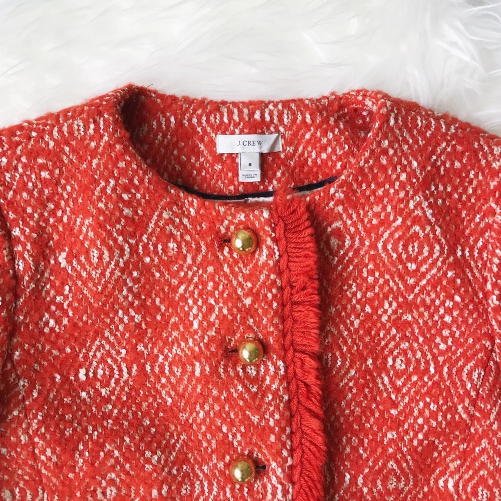 J.Crew Lady Jacket in Corkscrew Tweed in Red - Picture 7 of 8